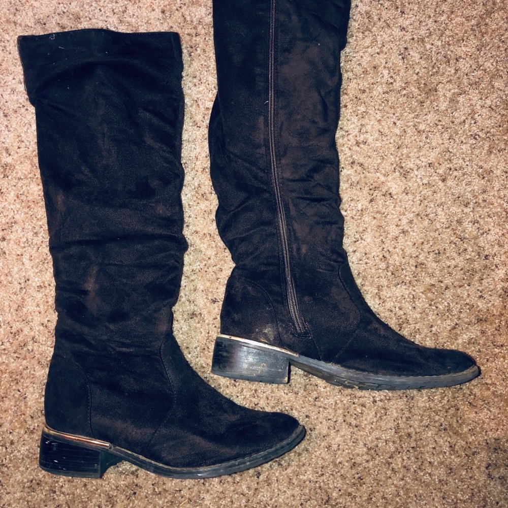 Suede brown knee high boots
